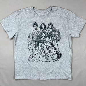 Disney Princess Sketch Gray Short Sleeve Shirt XXL